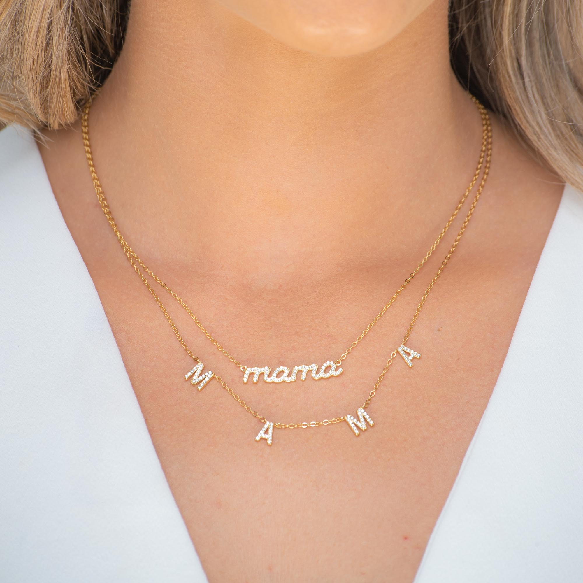 Small Diamond Mama Necklace - Nuha Jewelers