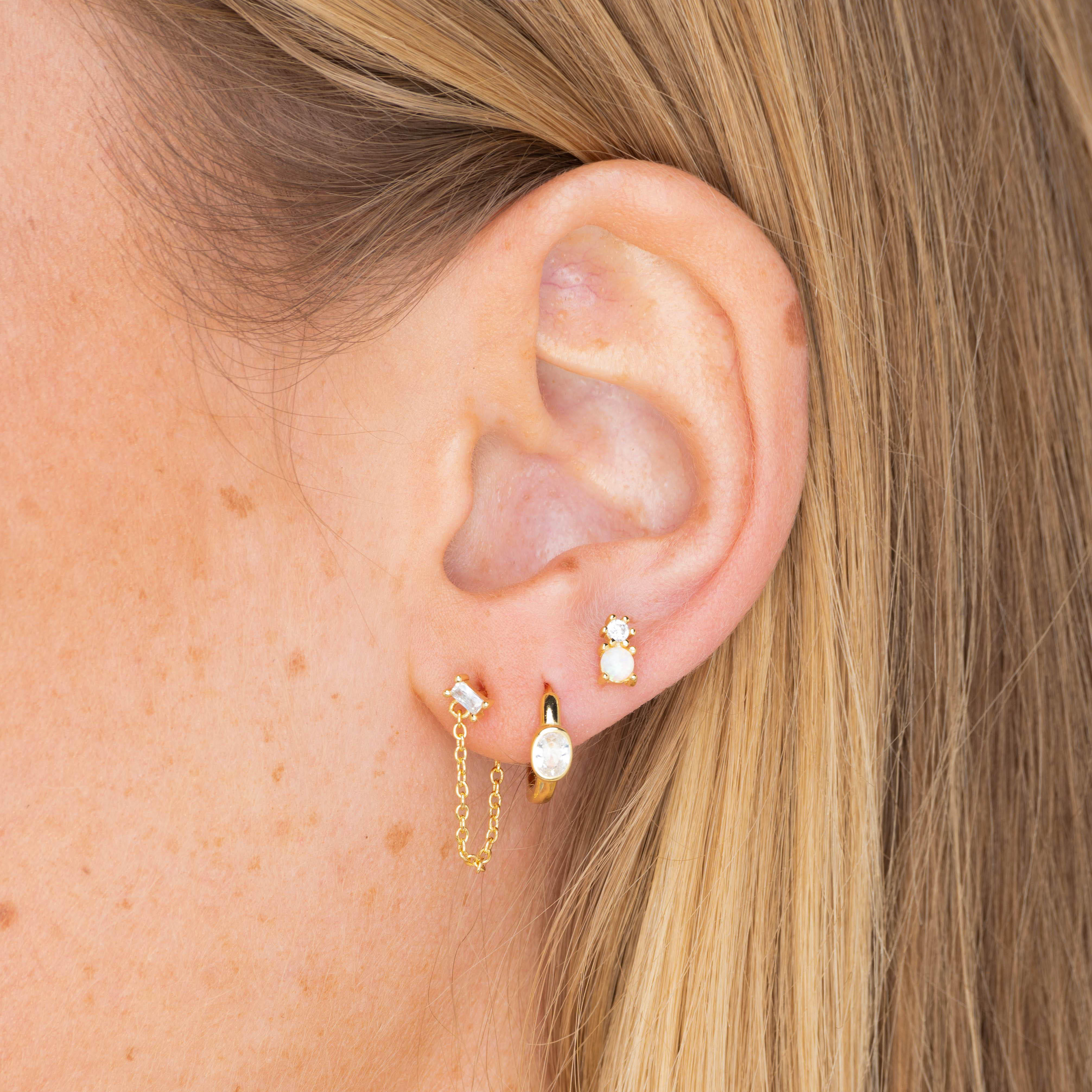 Opal Sapphire Stud Earrings