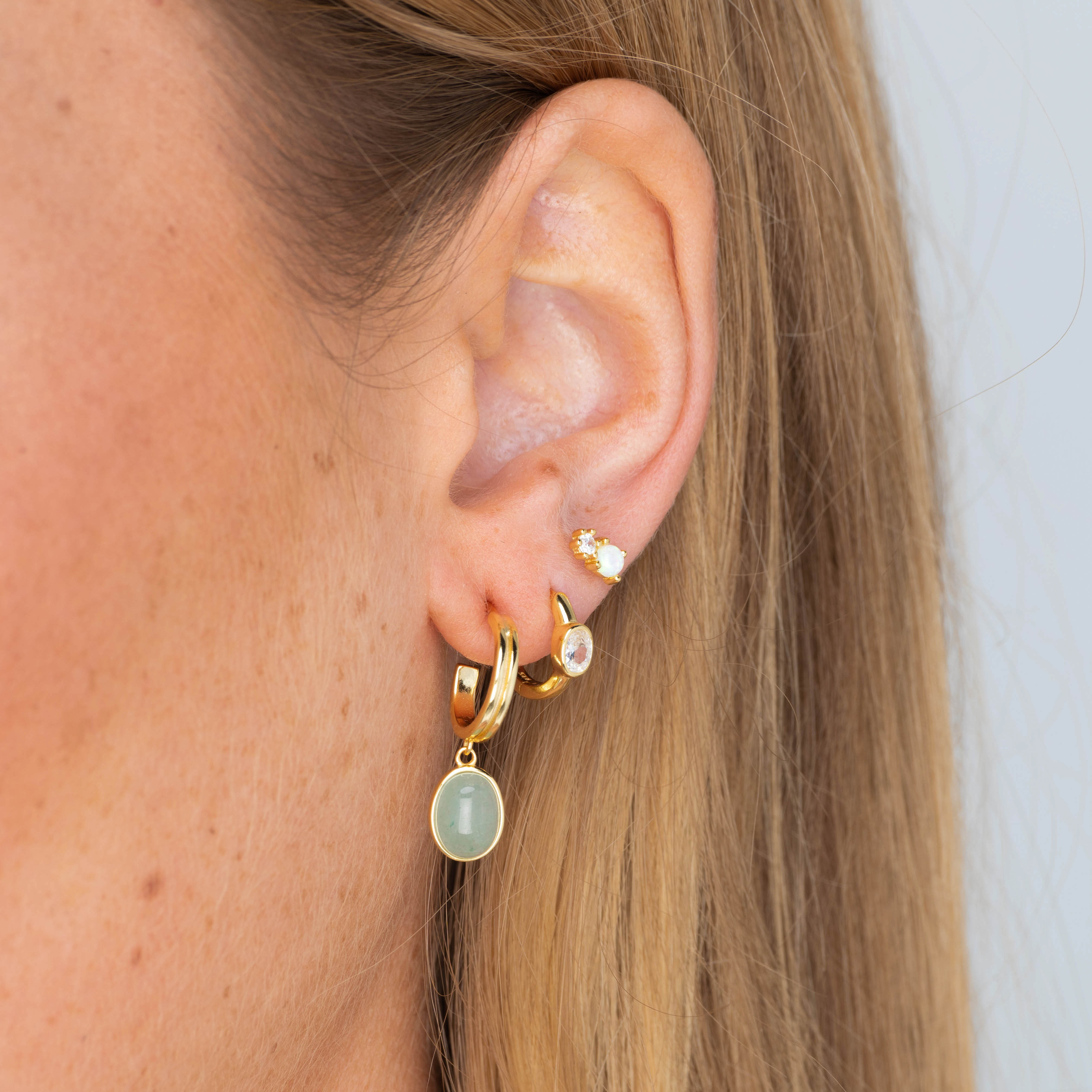 Sage Green Jade Hoop Earrings