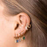 Blue Baguette Hoop Earrings