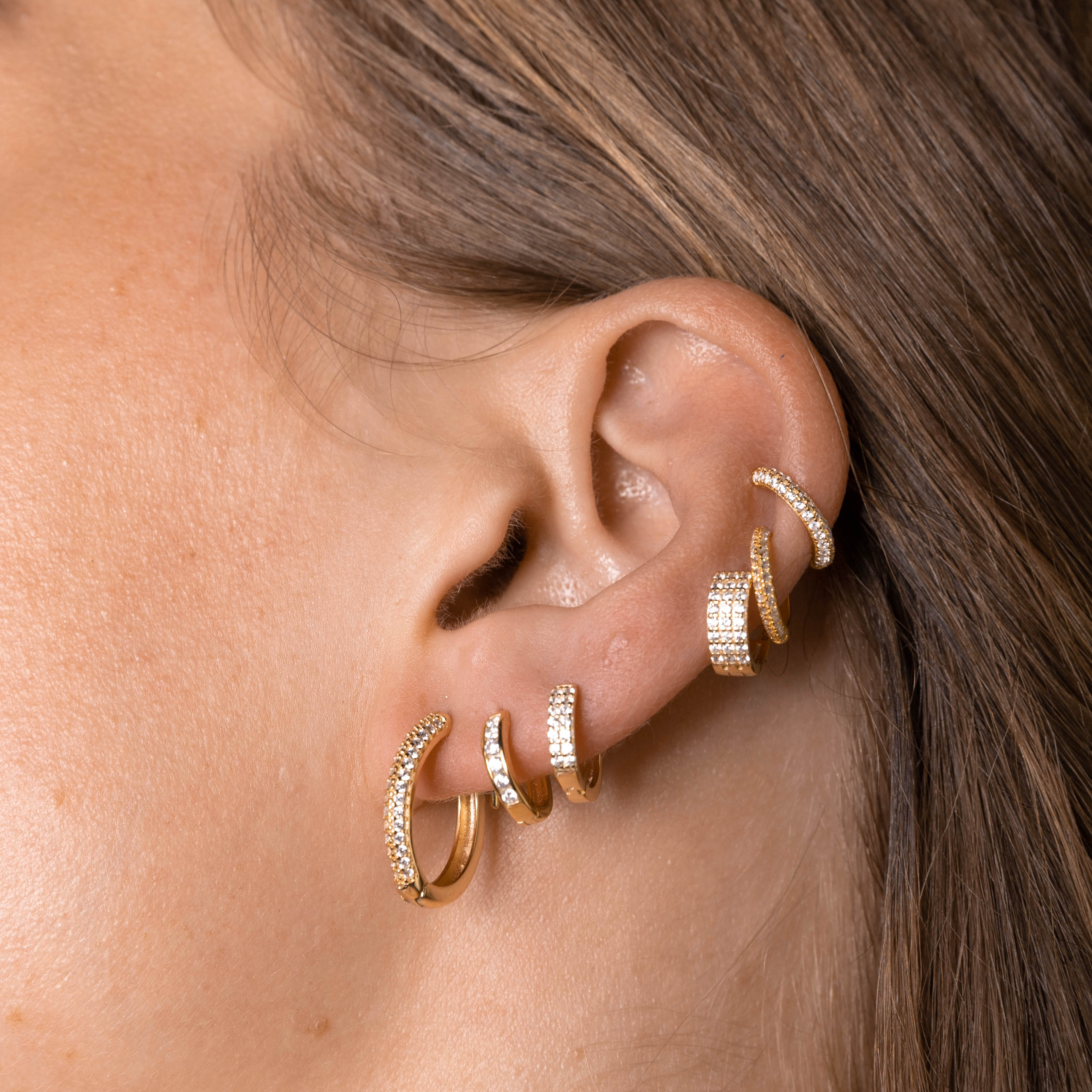 Large Sapphire Pave Hoop Earrings
