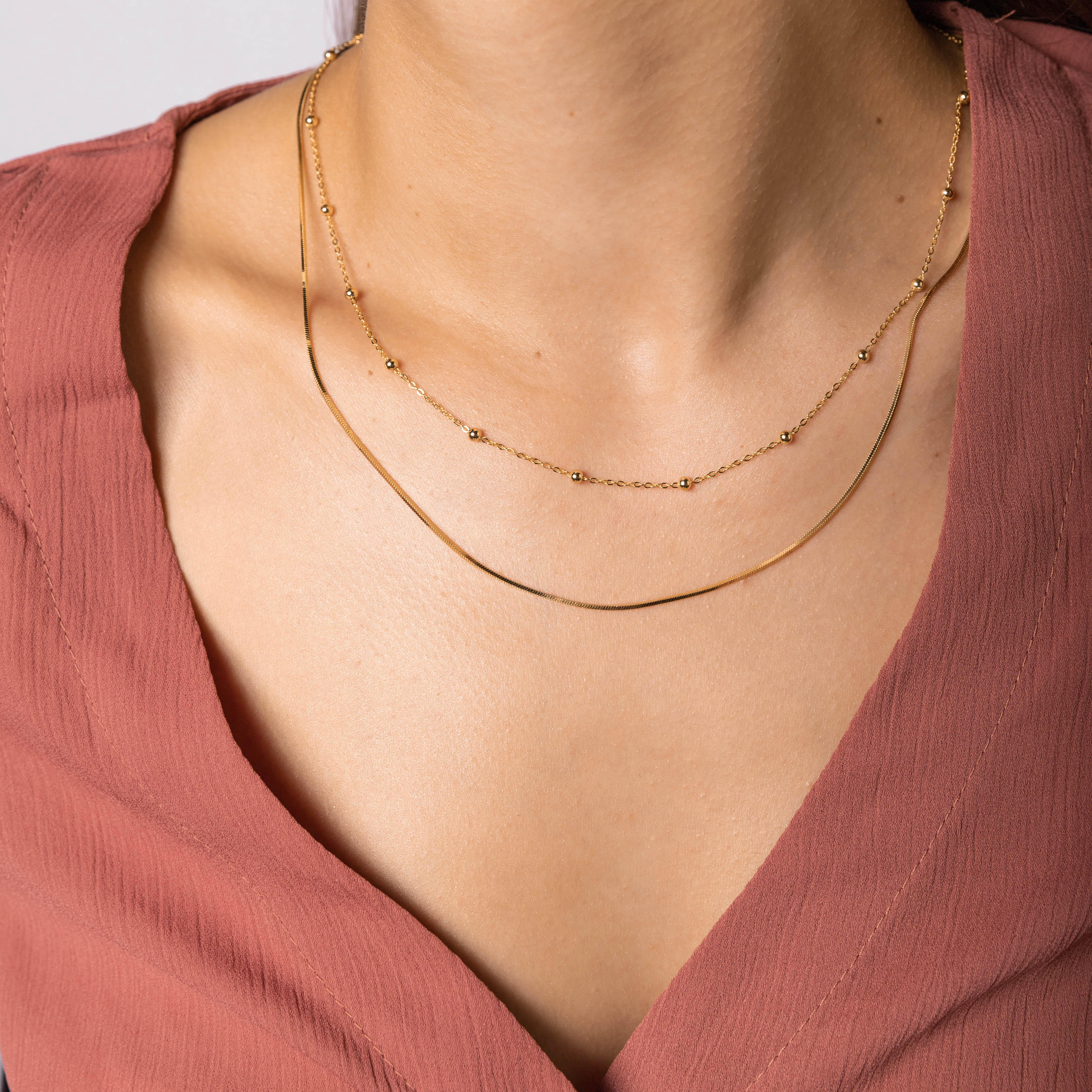 Snake and Satellite Layering Necklace