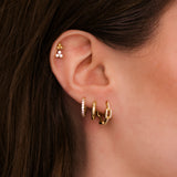 Cuban Link Sapphire Huggie Hoop Earrings