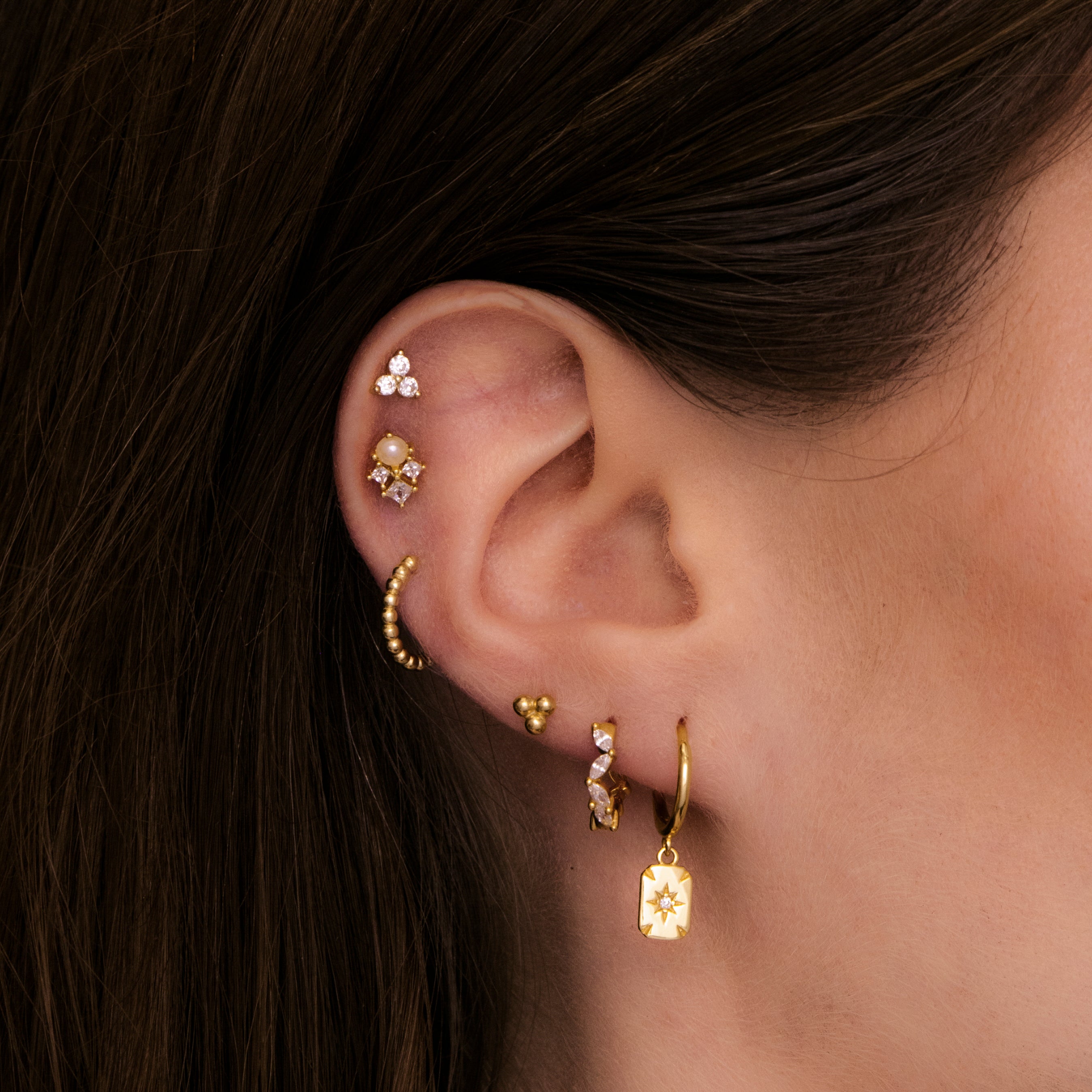 Lotus Pearl Barbell Stud Cartilage Earrings