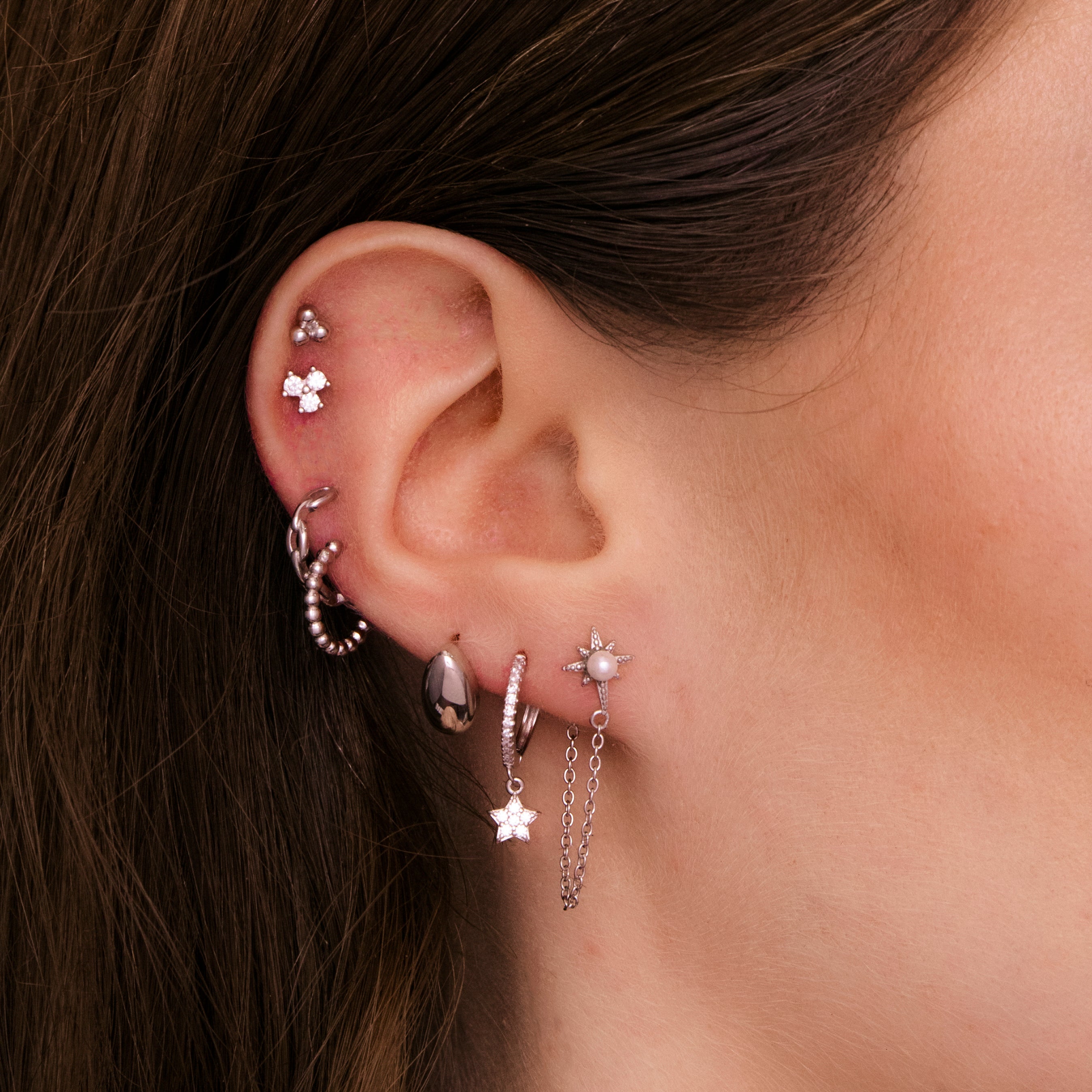Star Sapphire Hoop Earrings