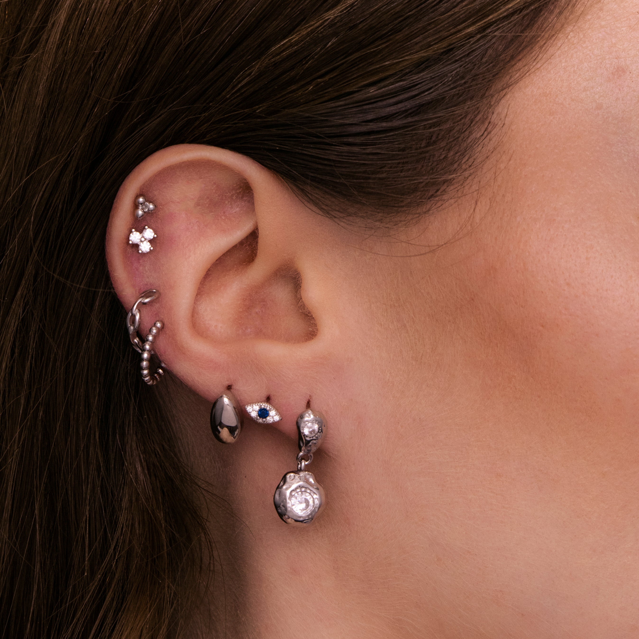 Lotus Sapphire Barbell Stud Cartilage Earrings
