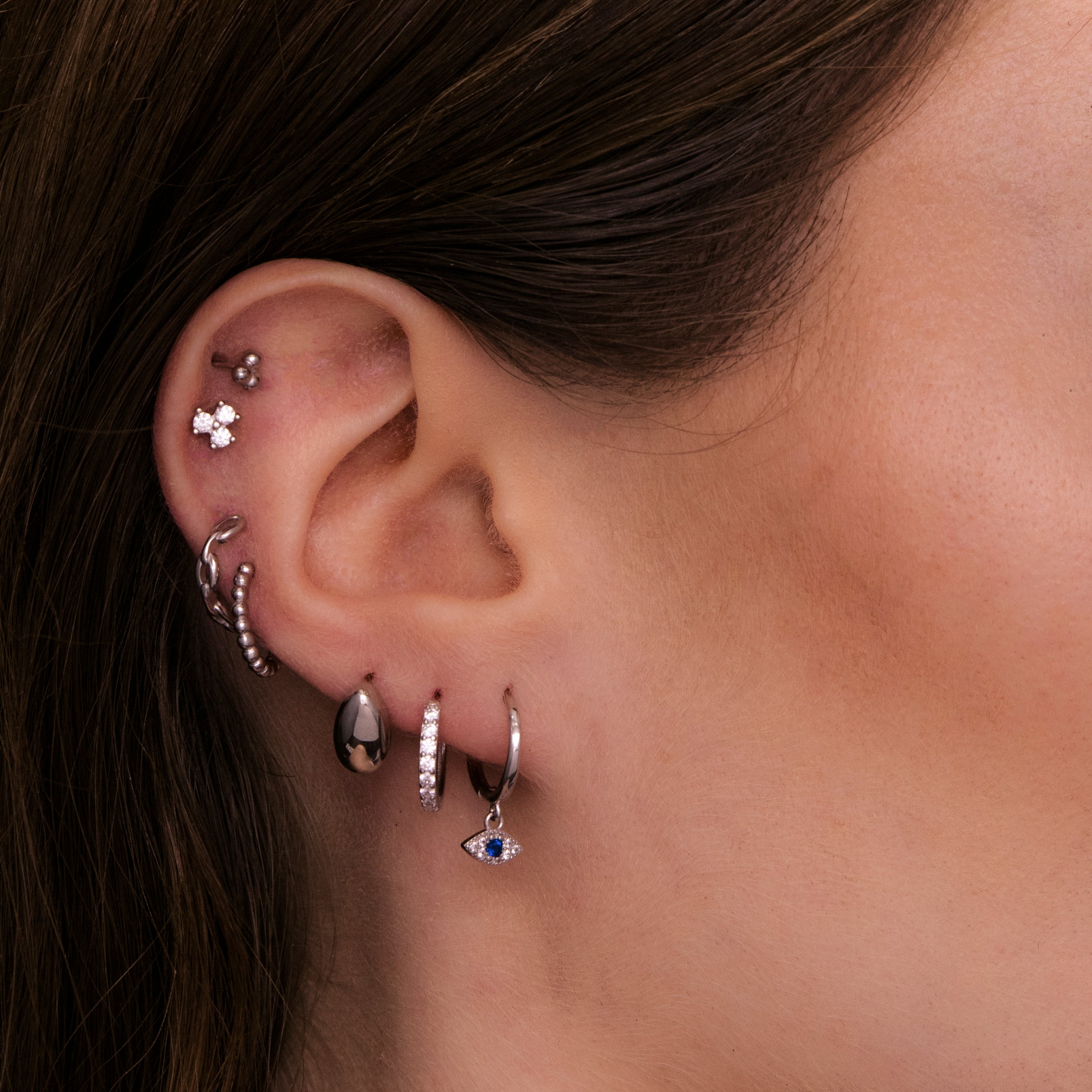 Lotus Sapphire Barbell Stud Cartilage Earrings
