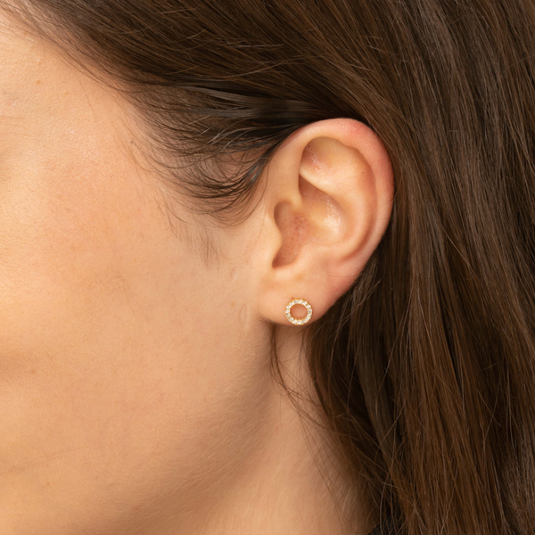 Circle Sapphire Stud Earrings