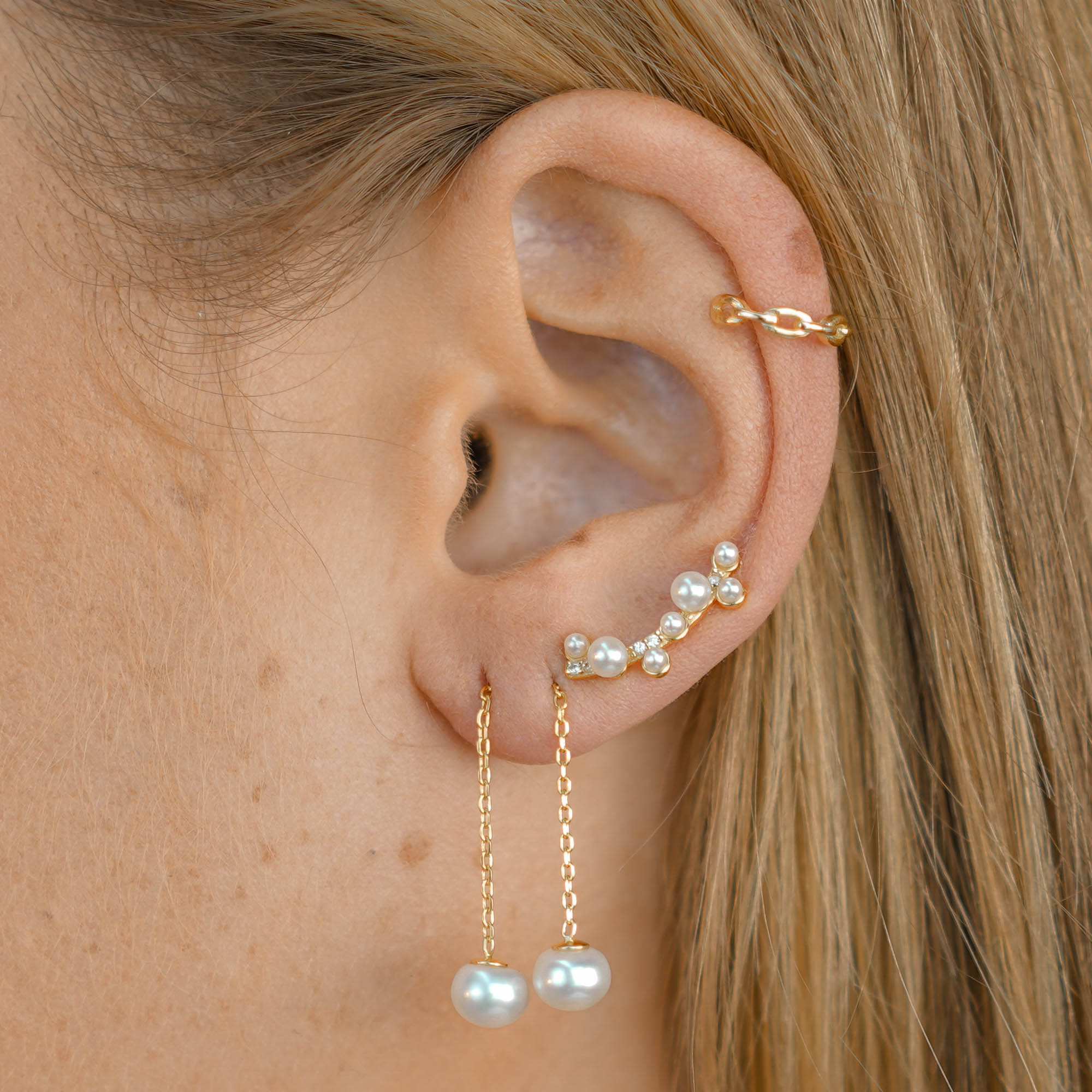 Pearl Climber Hook Earrings