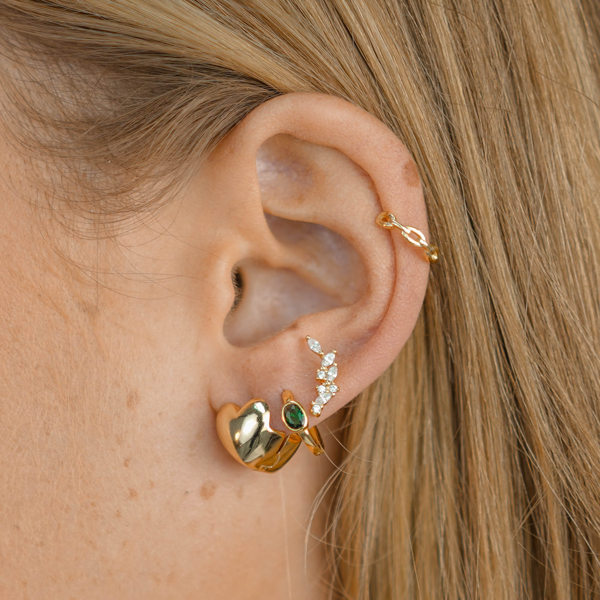 Heart Dome Huggie Earrings