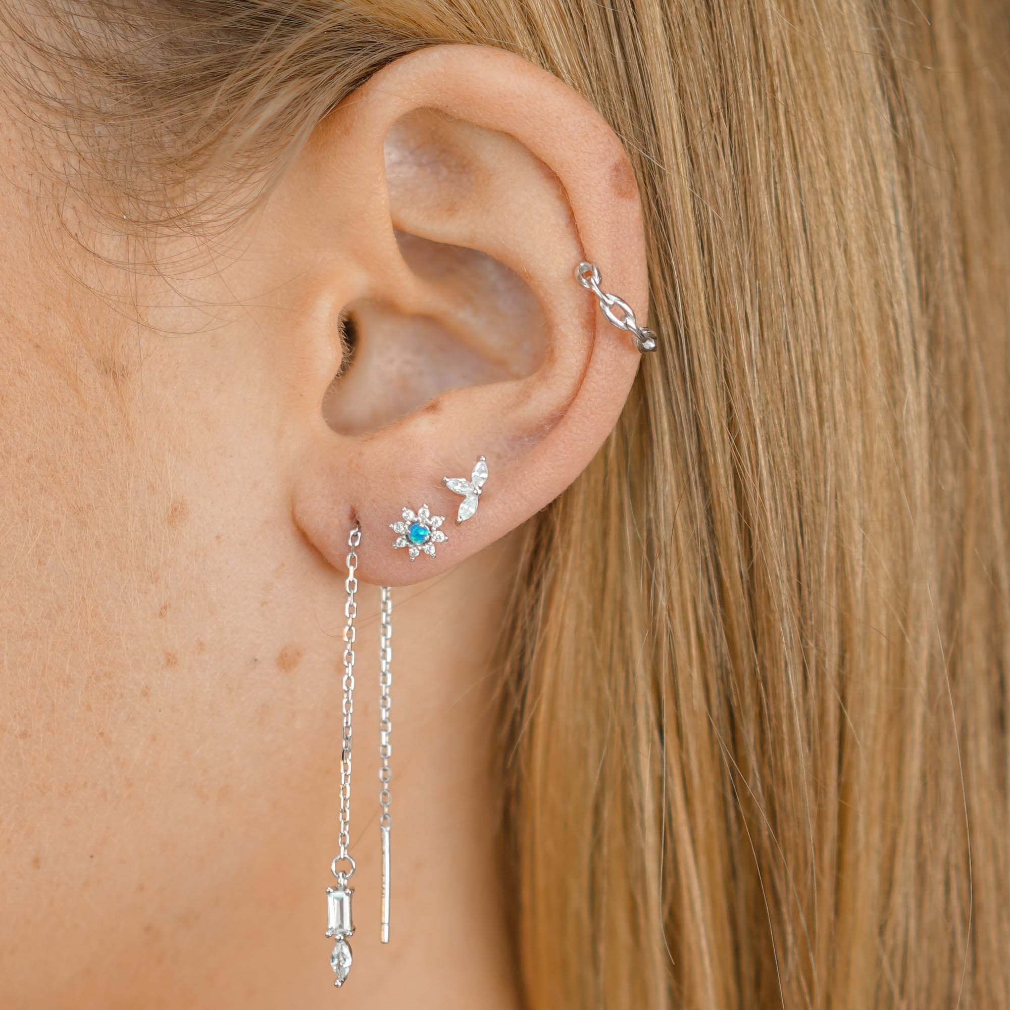 Blue Opal Starburst Sapphire Earrings