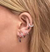 Purple Baguette Hoop Earrings