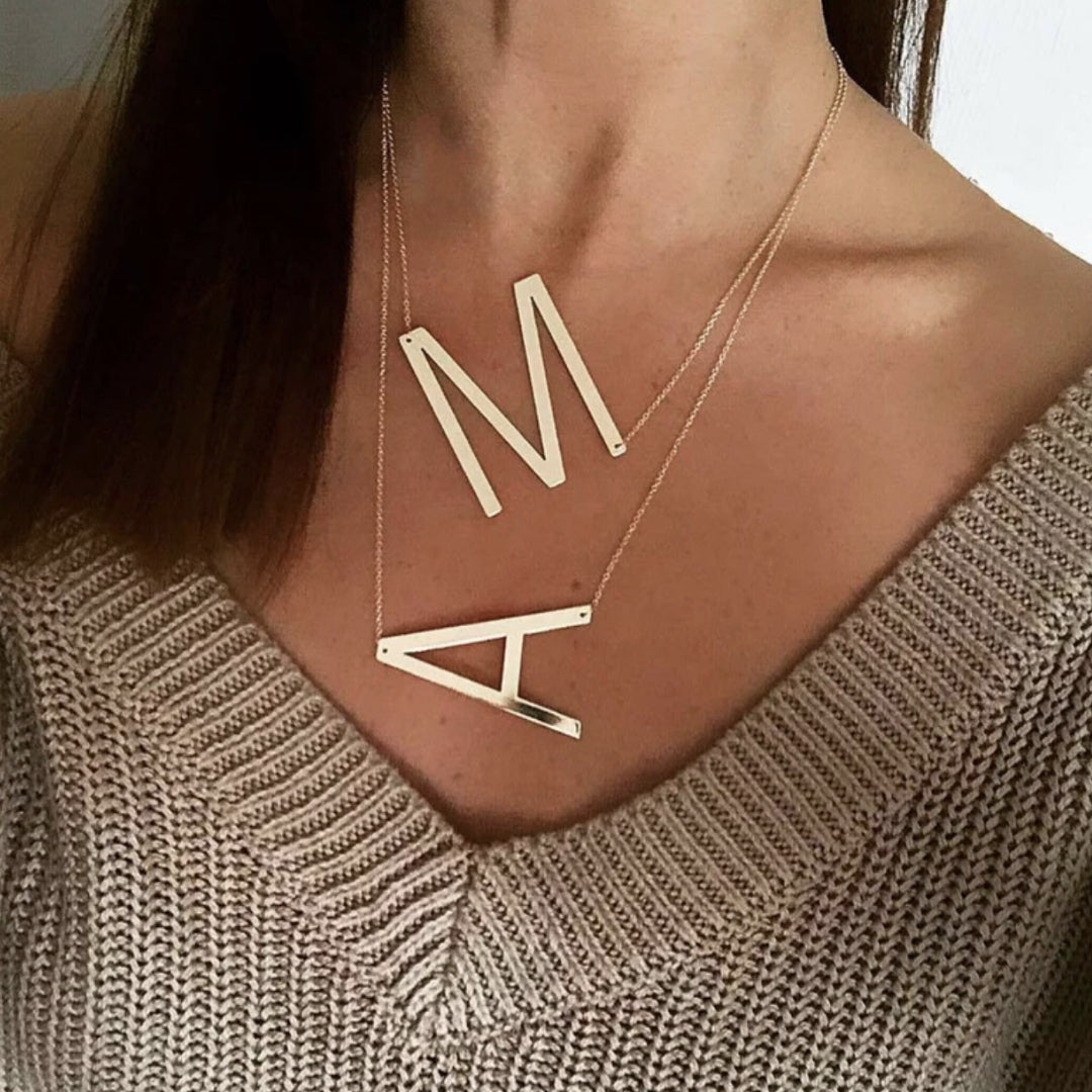 Statement gold store initial necklace