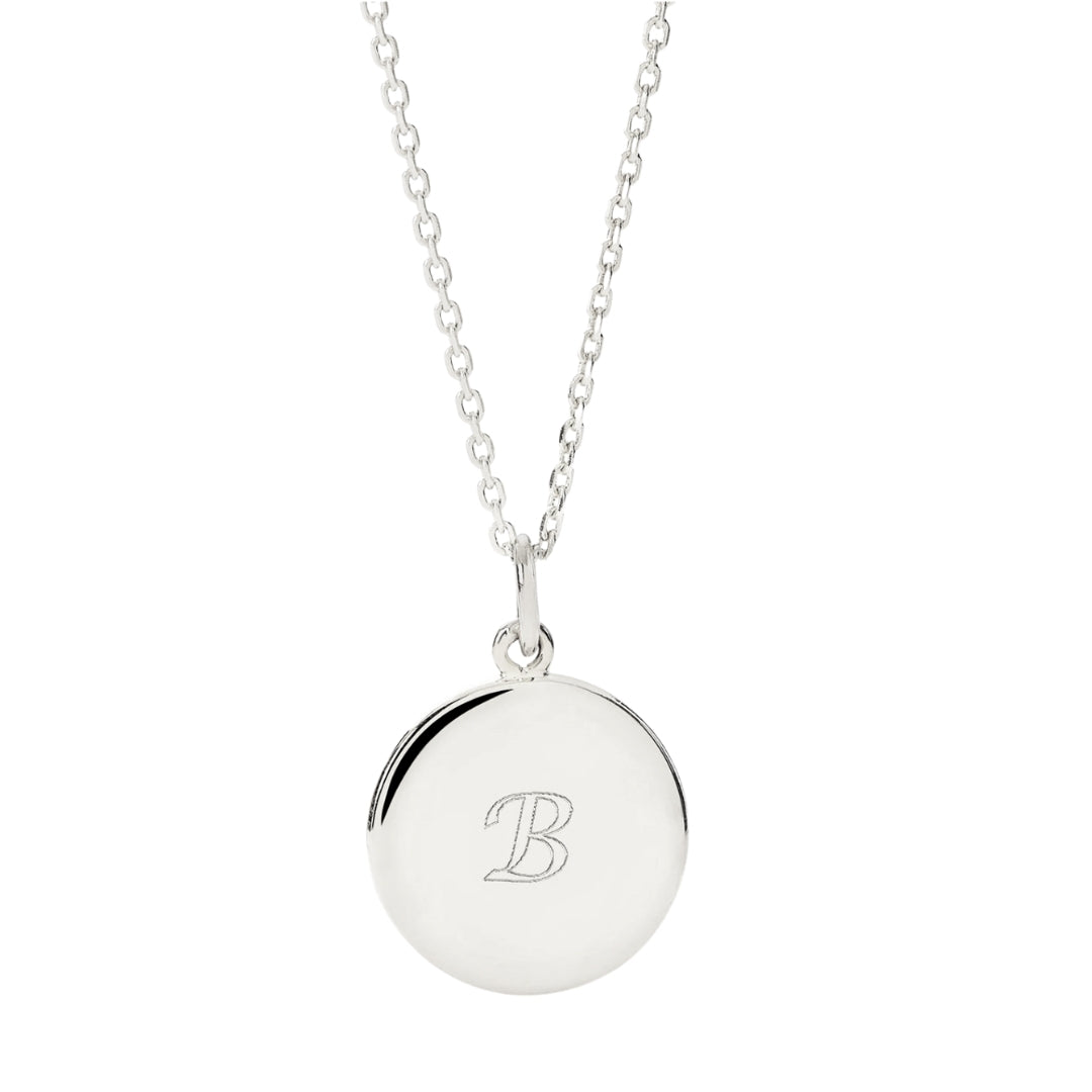 Medallion Engraved Initial Letter Necklace