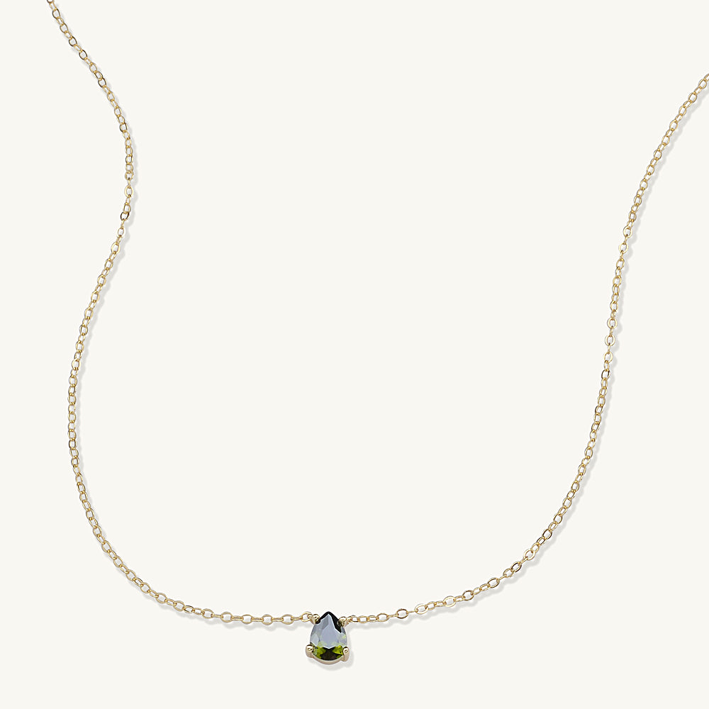 Birthstone Pear Shaped Necklace August