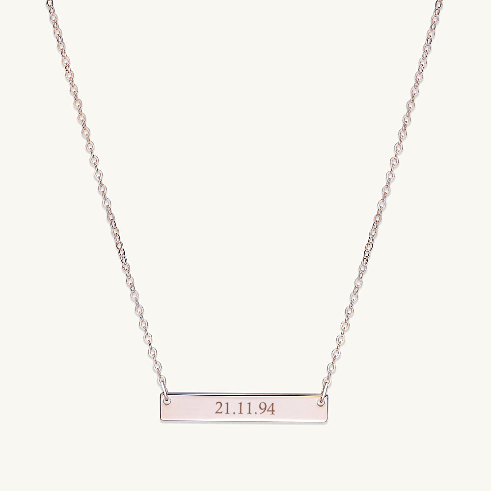 Engraved Date Bar Necklace