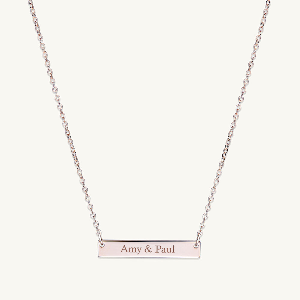 Two Name Engraved Bar Necklace