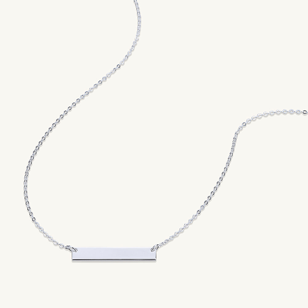 Sterling silver deals bar necklace engraved