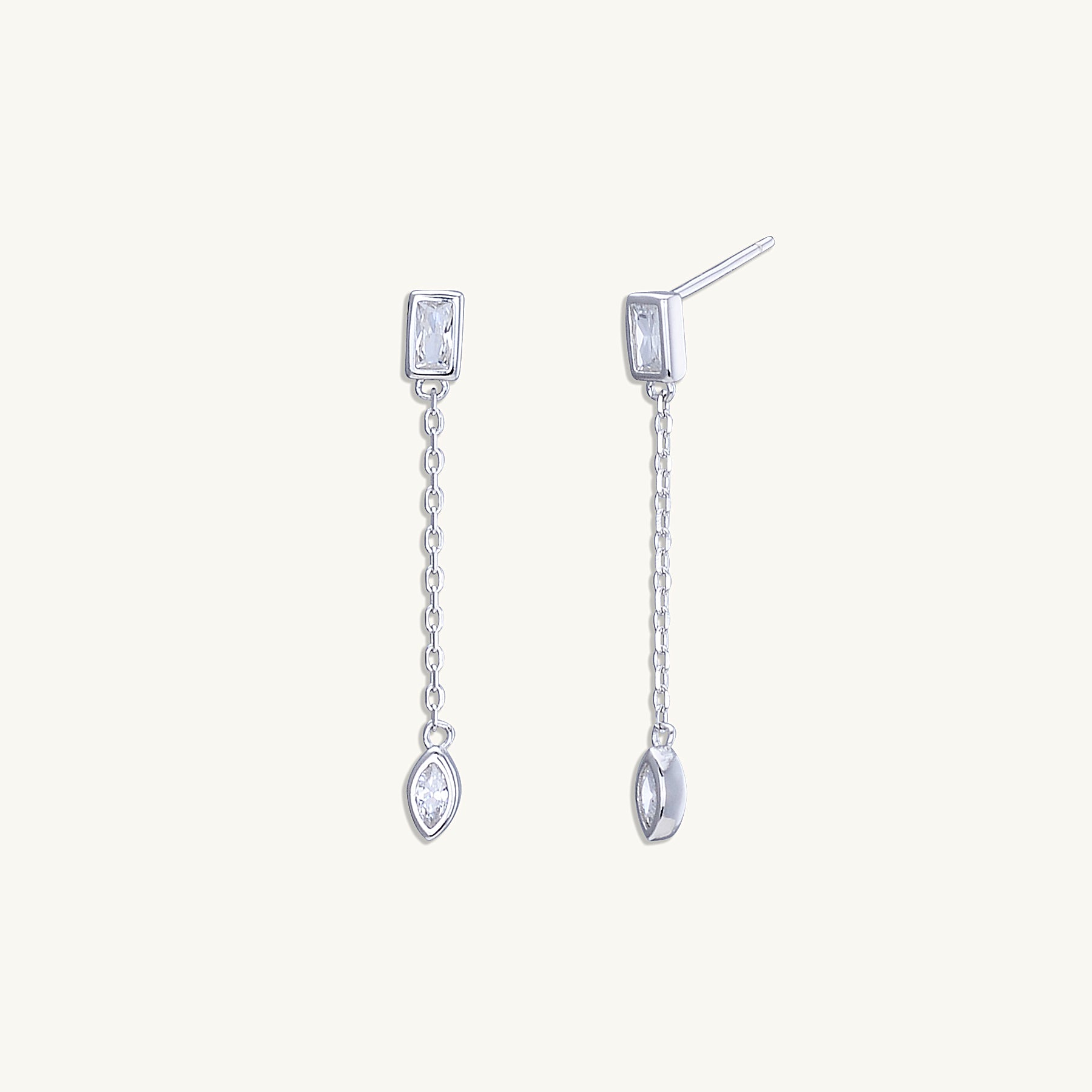 Double Sapphire Chain Earrings