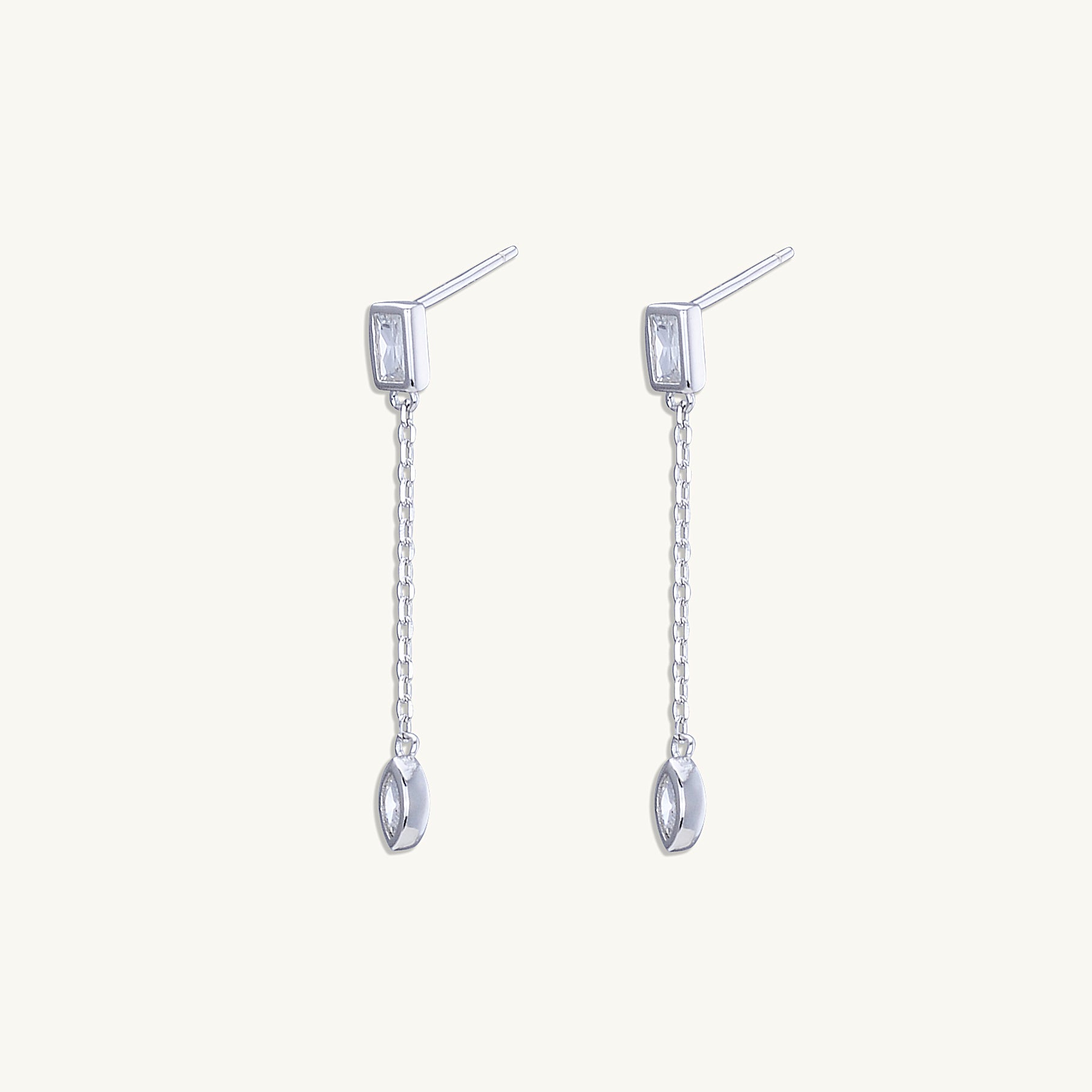 Double Sapphire Chain Earrings