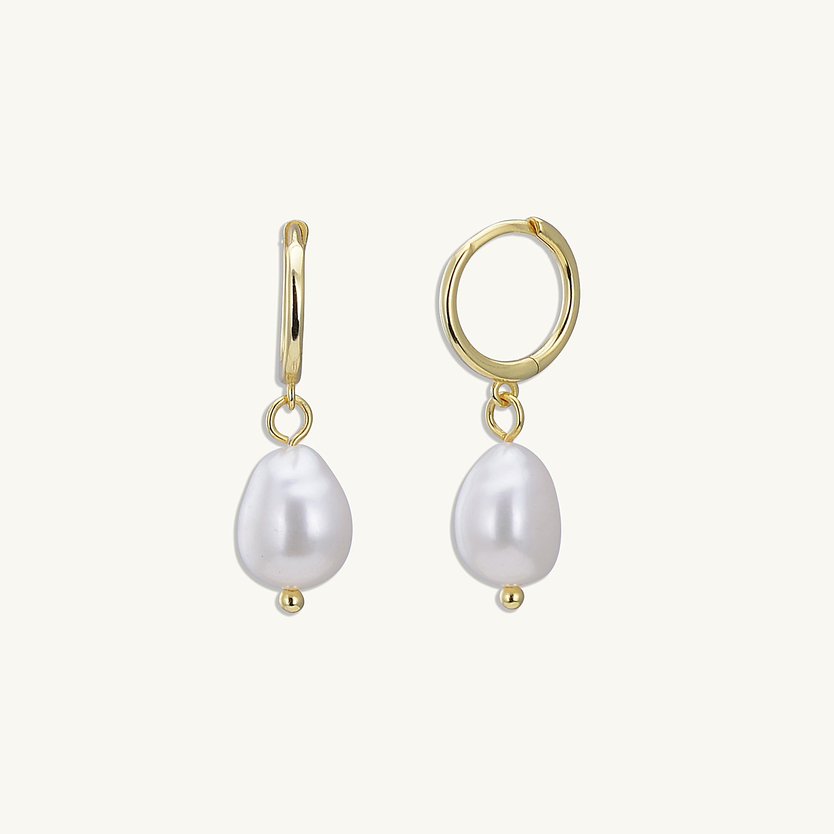 Pearl Hoop Huggie Earrings