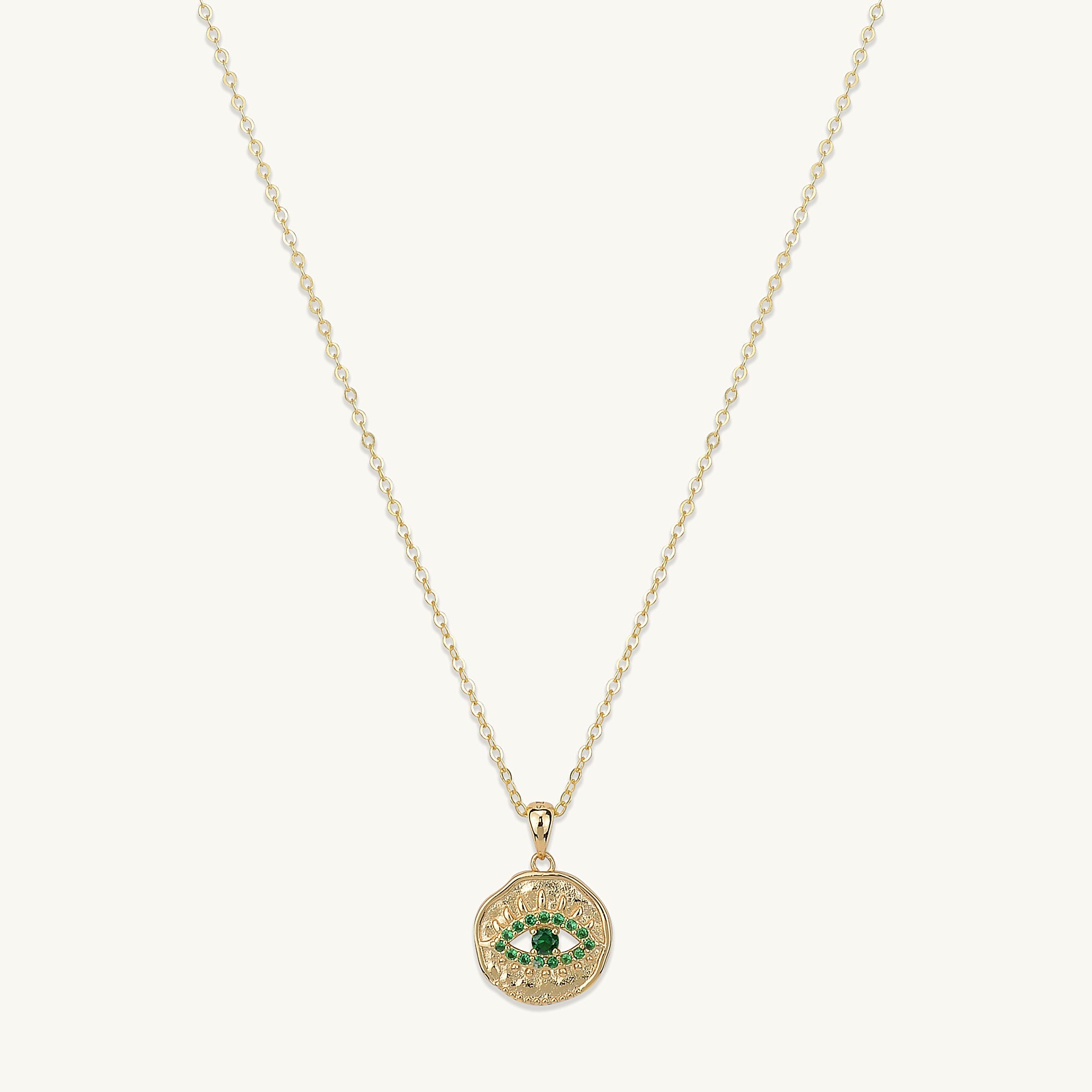 Emerald evil eye deals necklace