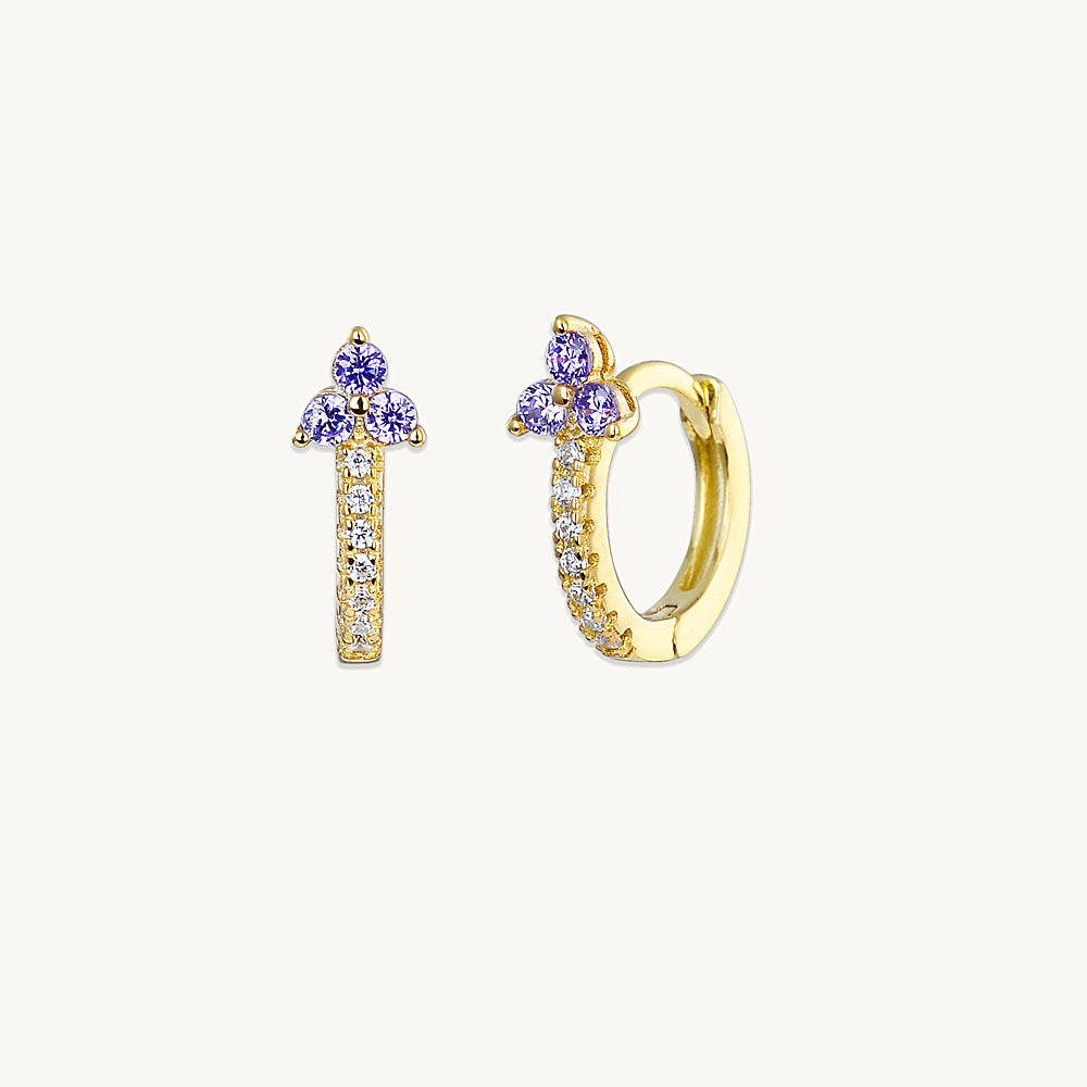 Purple Lotus Sapphire Hoop Earrings