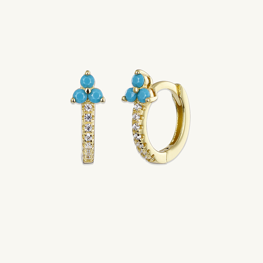 Turquoise Lotus Sapphire Hoop Earrings