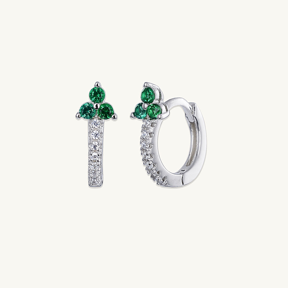 Emerald Lotus Sapphire Hoop Earrings