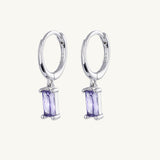 Purple Baguette Hoop Earrings