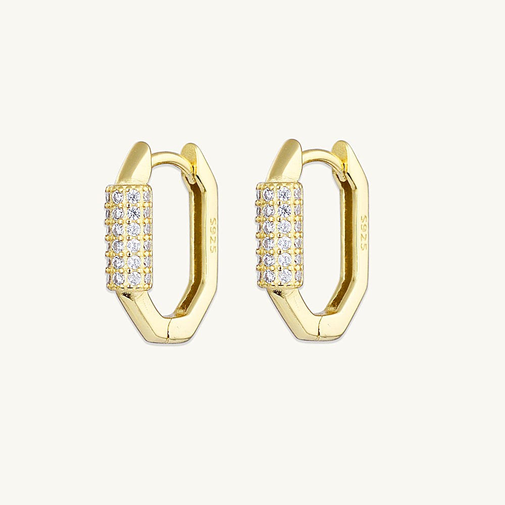 Hexagon Sapphire Huggie Earrings