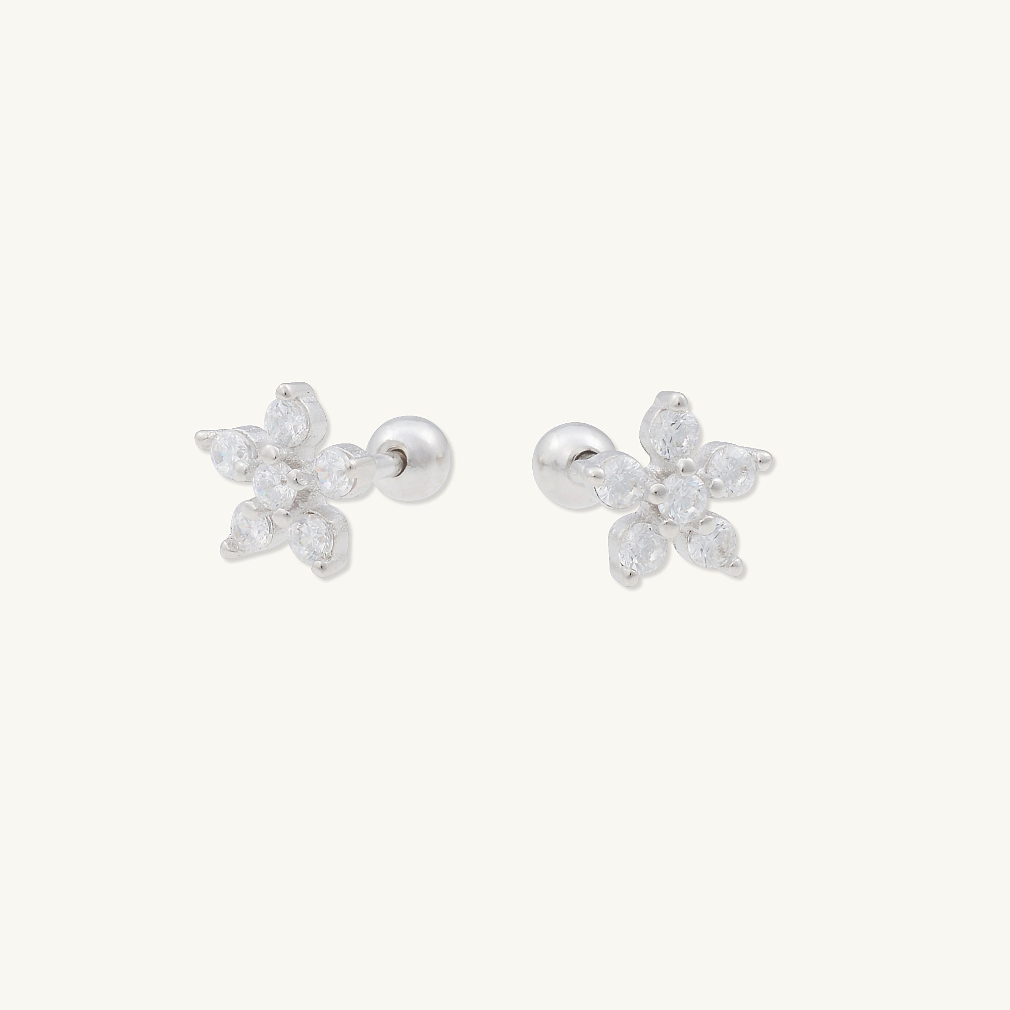 Flower Sapphire Barbell Stud Cartilage Earrings