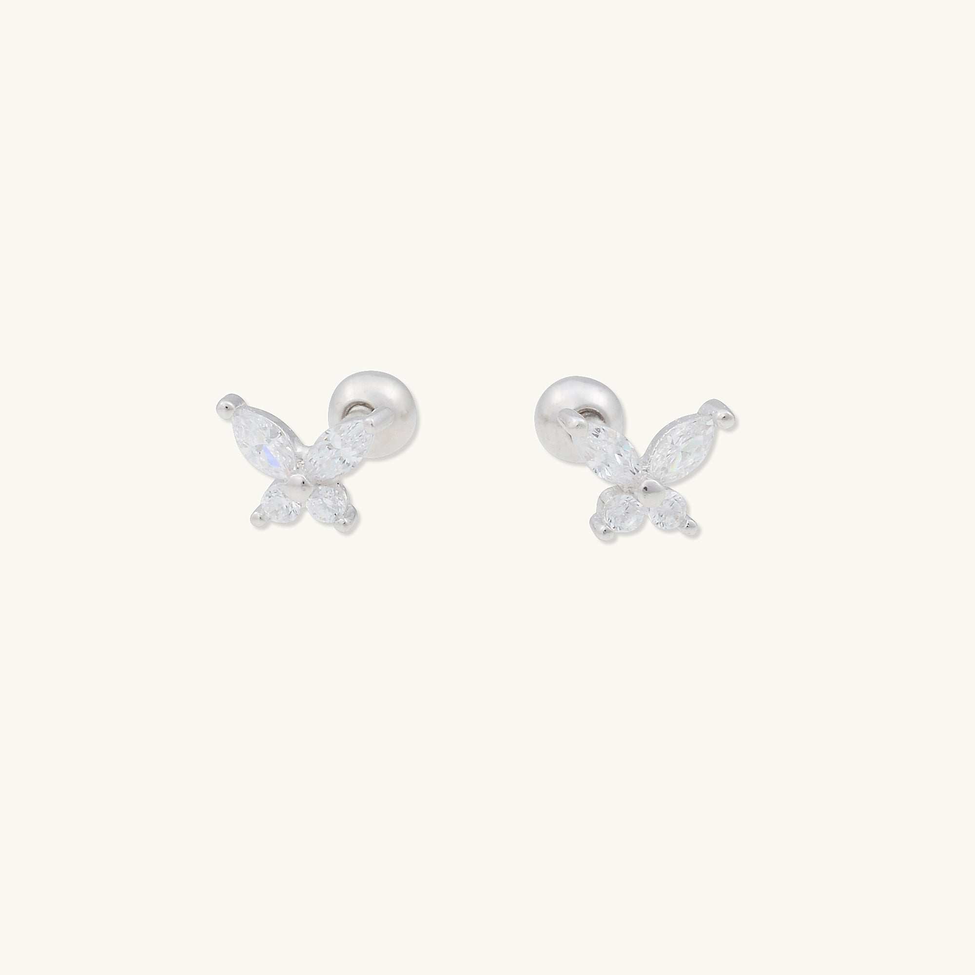 Butterfly Sapphire Barbell Stud Cartilage Earrings