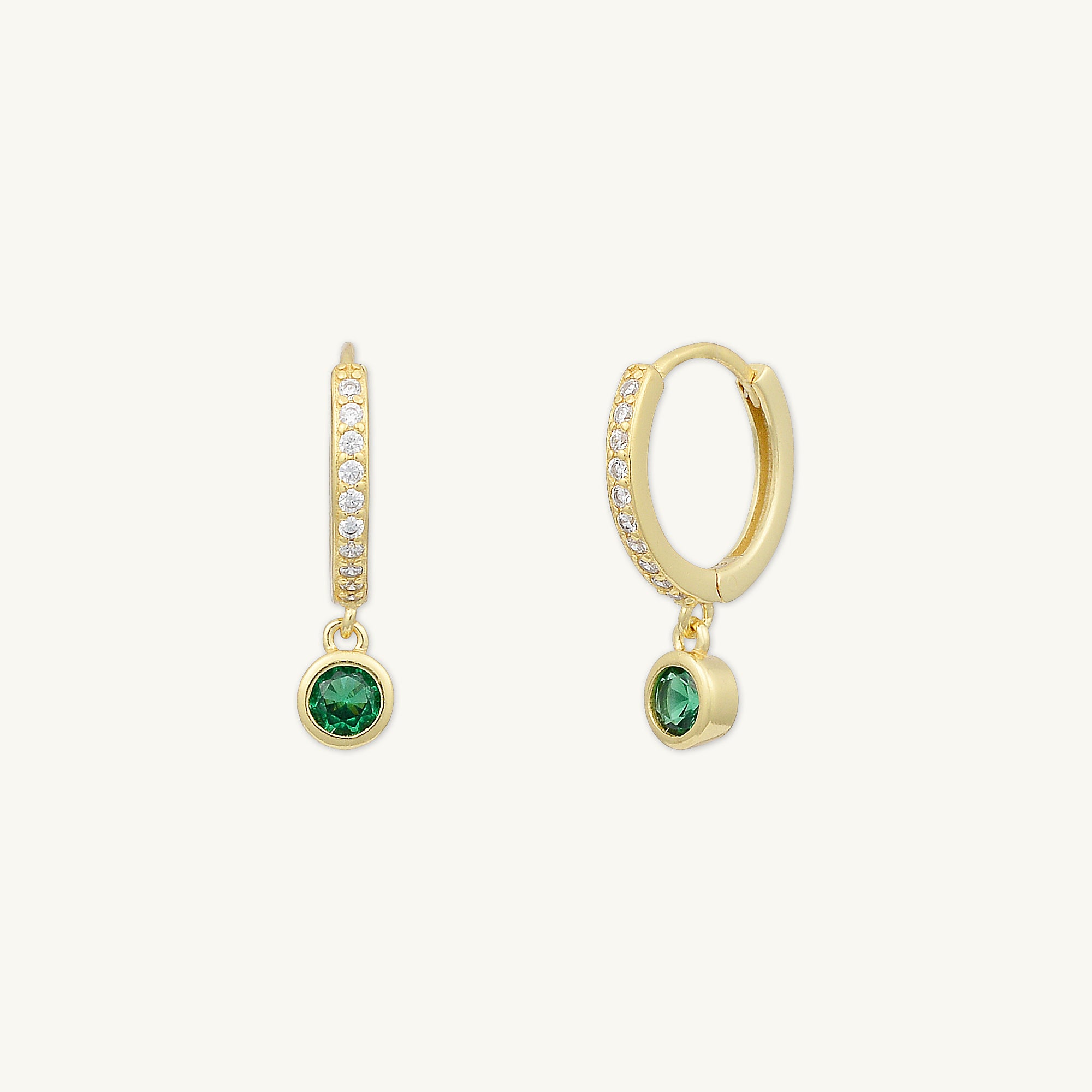 Emerald Sapphire Drop Hoop Earrings