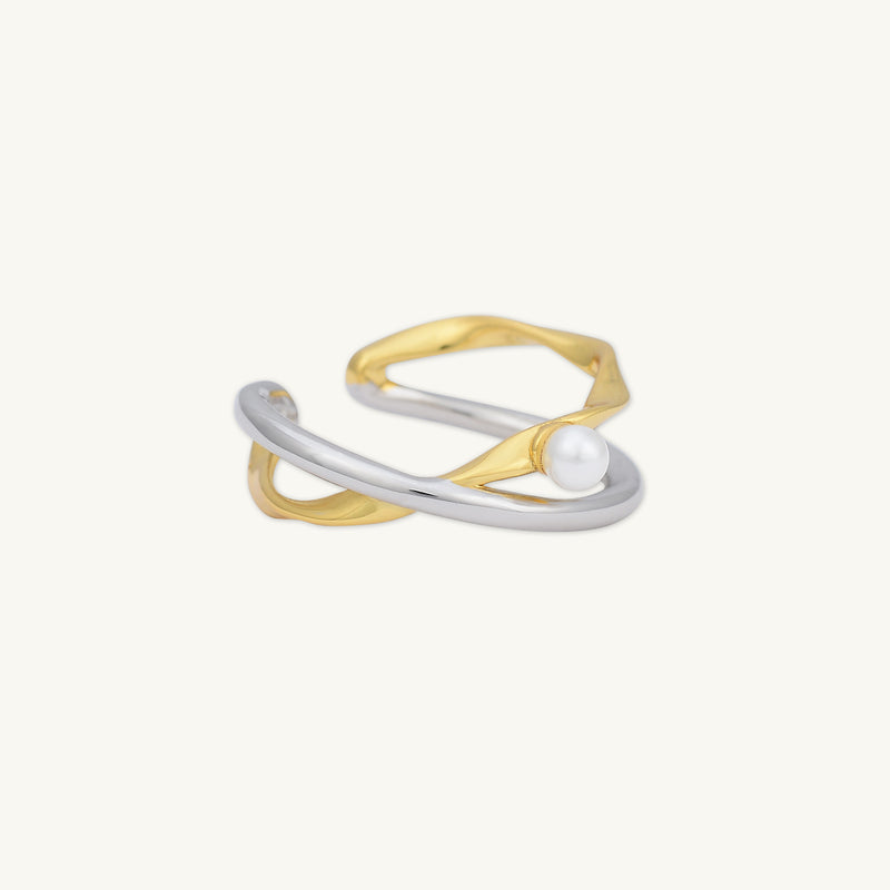 Criss Cross Pearl Open Ring