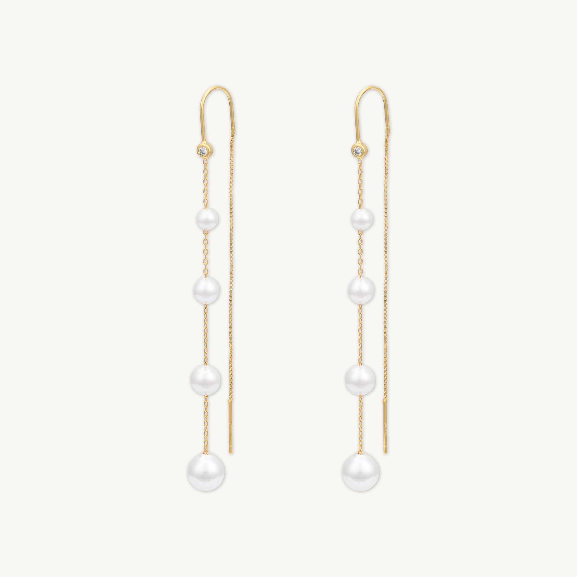 Ascending Pearl Threader Earrings