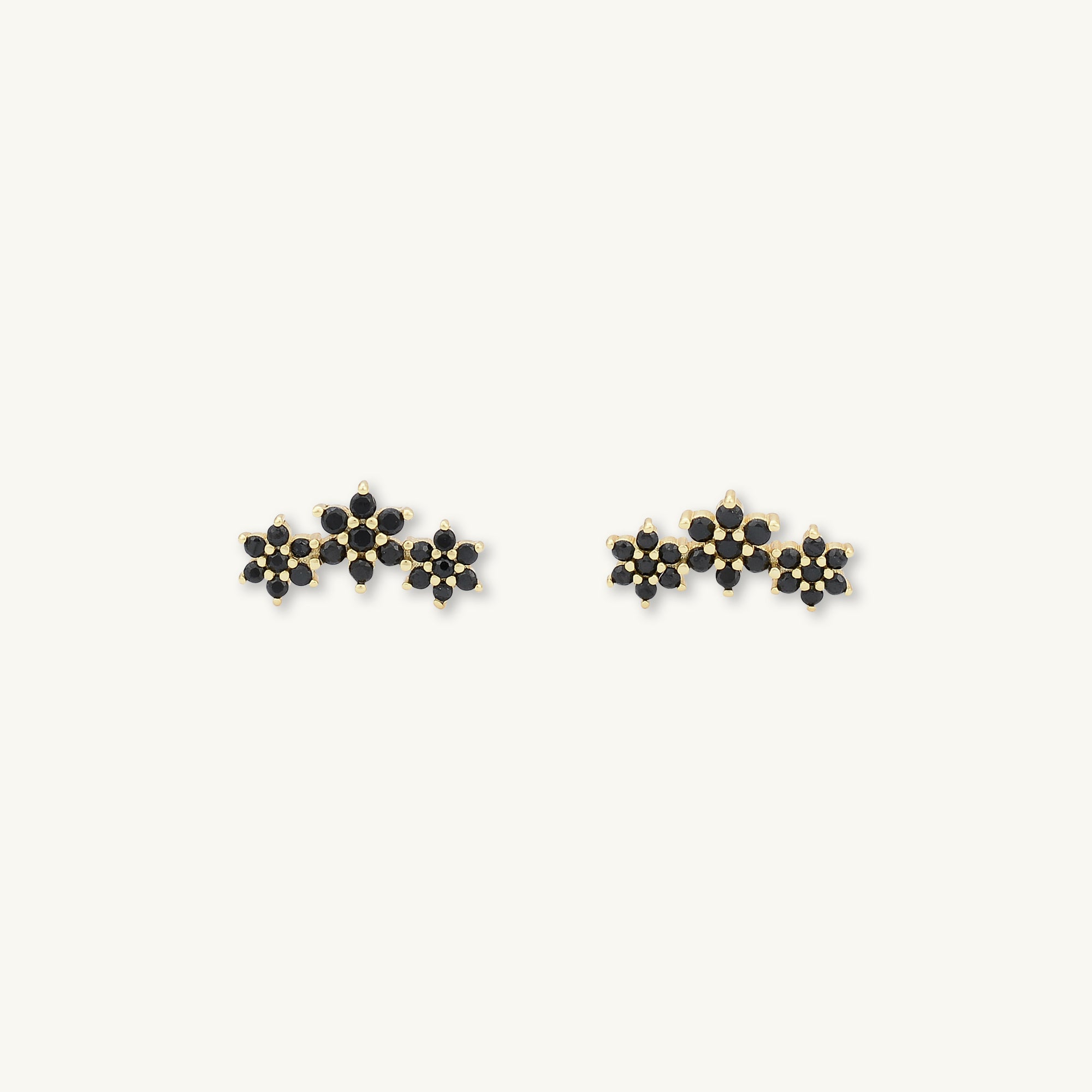 Black Daisy Cluster Sapphire Earrings