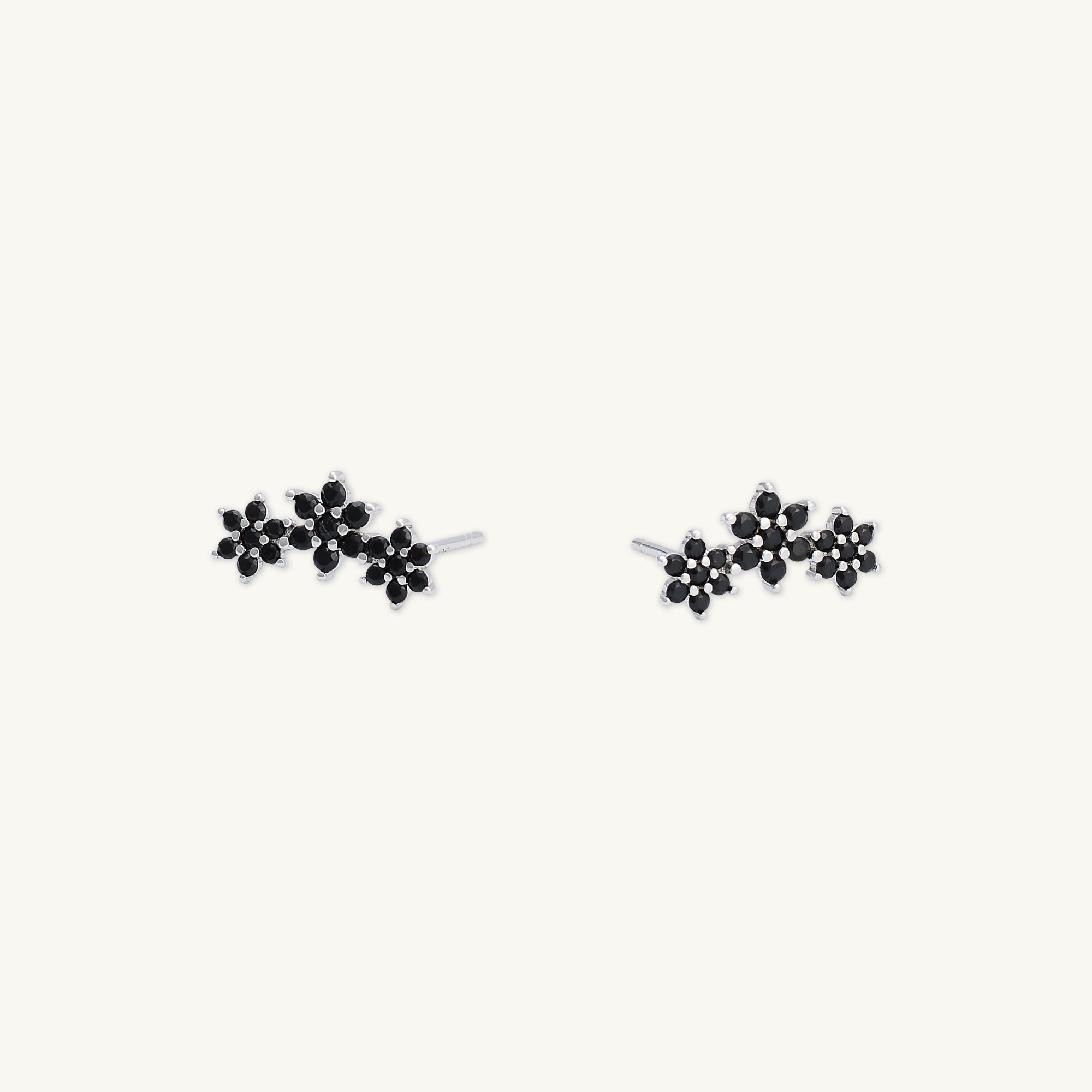 Black Daisy Cluster Sapphire Earrings