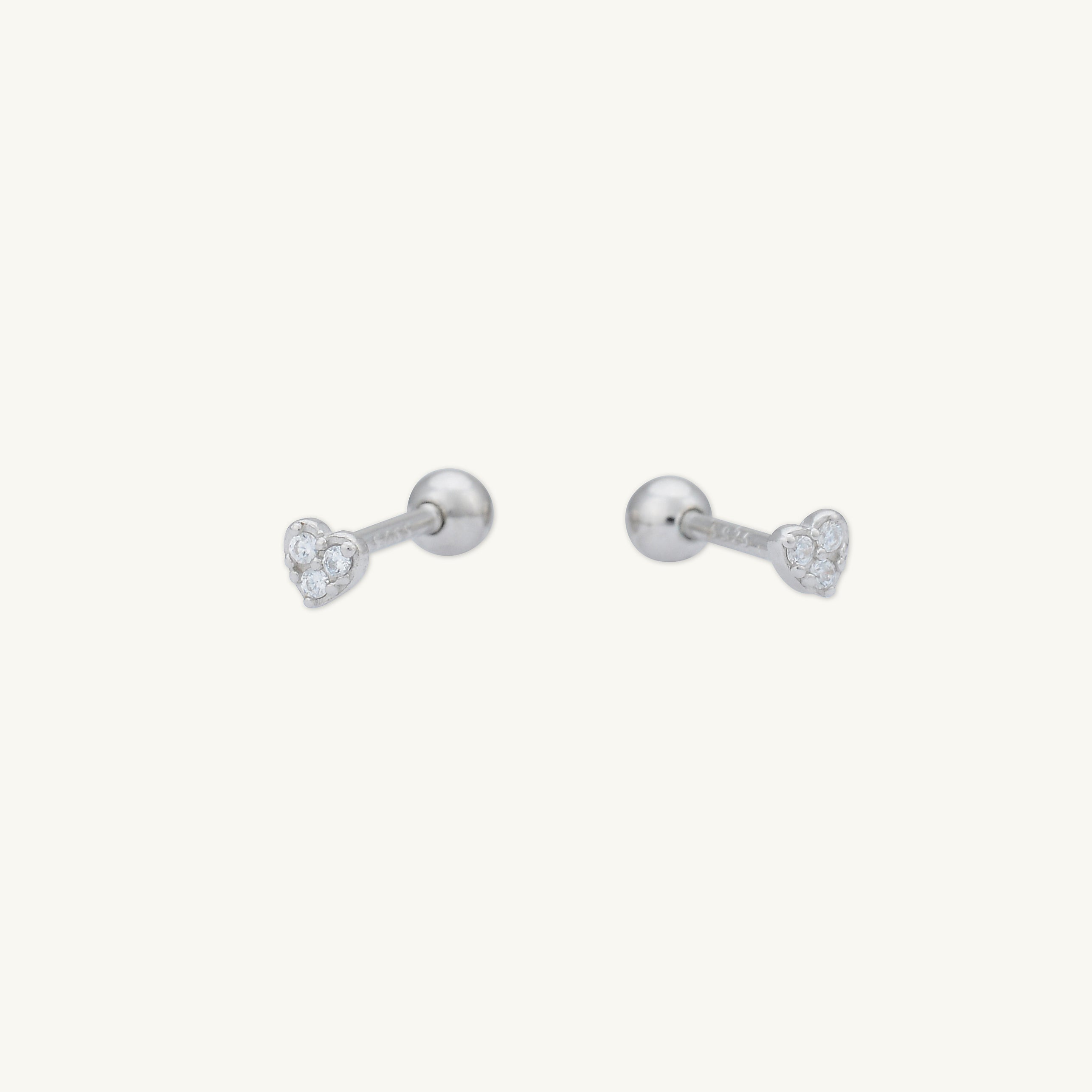 Petite Heart Sapphire Barbell Stud Cartilage Earrings