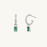 Emerald Baguette Drop Bezel Earrings