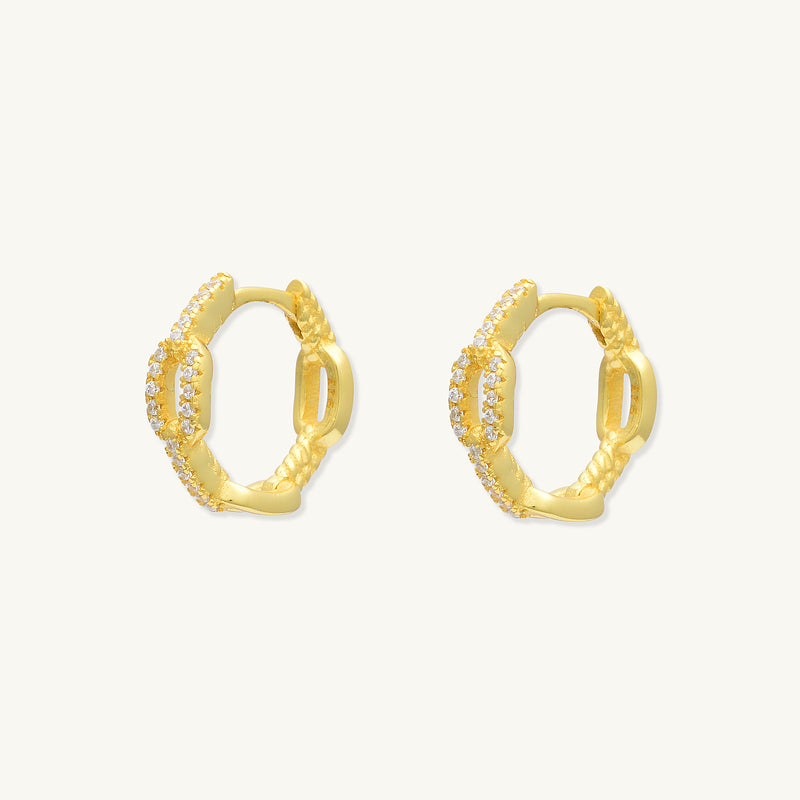 Cuban Link Sapphire Huggie Hoop Earrings