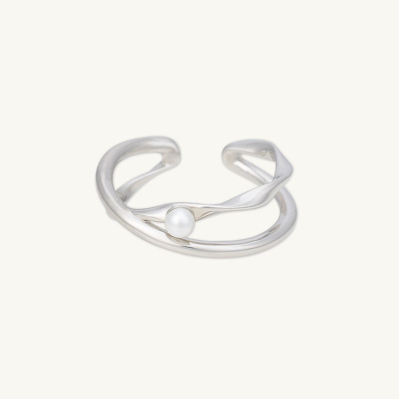 Criss Cross Pearl Open Ring