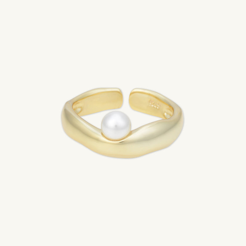 Offset Pearl Open Ring