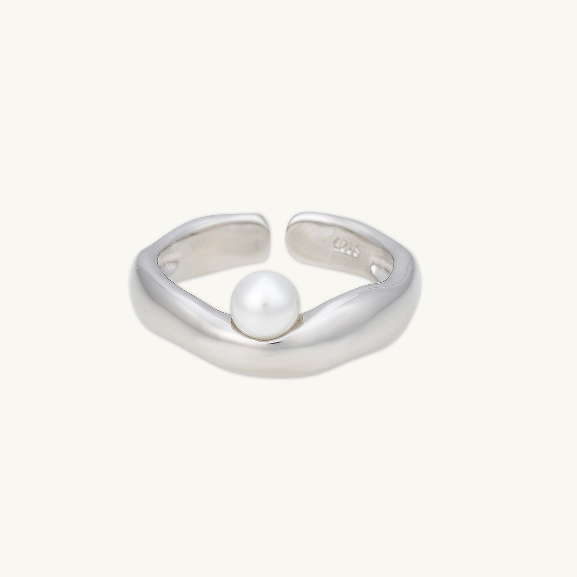 Offset Pearl Open Ring
