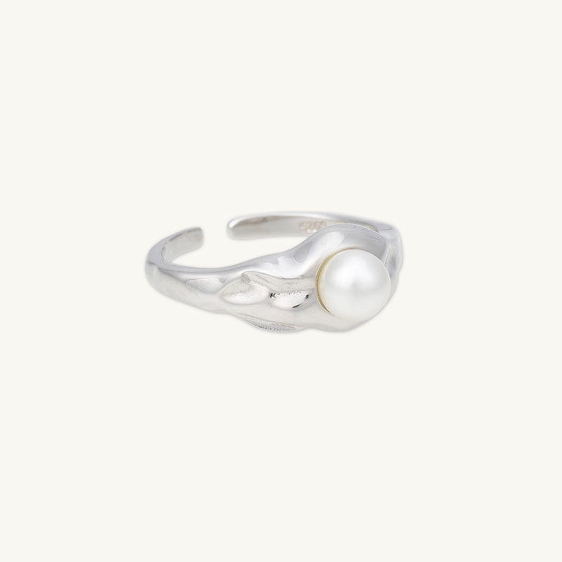 Molten Signet Pearl Open Ring