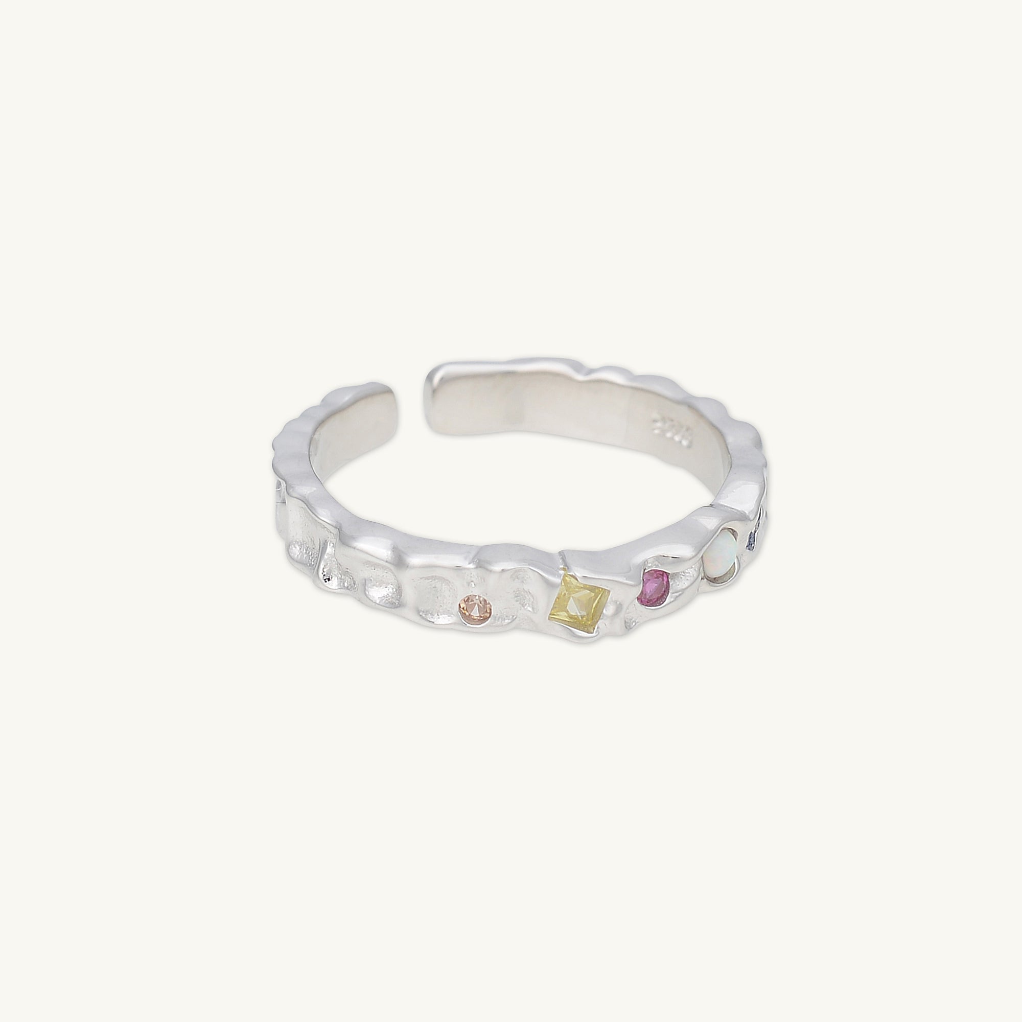 Molten Gemstone Opal Open Ring