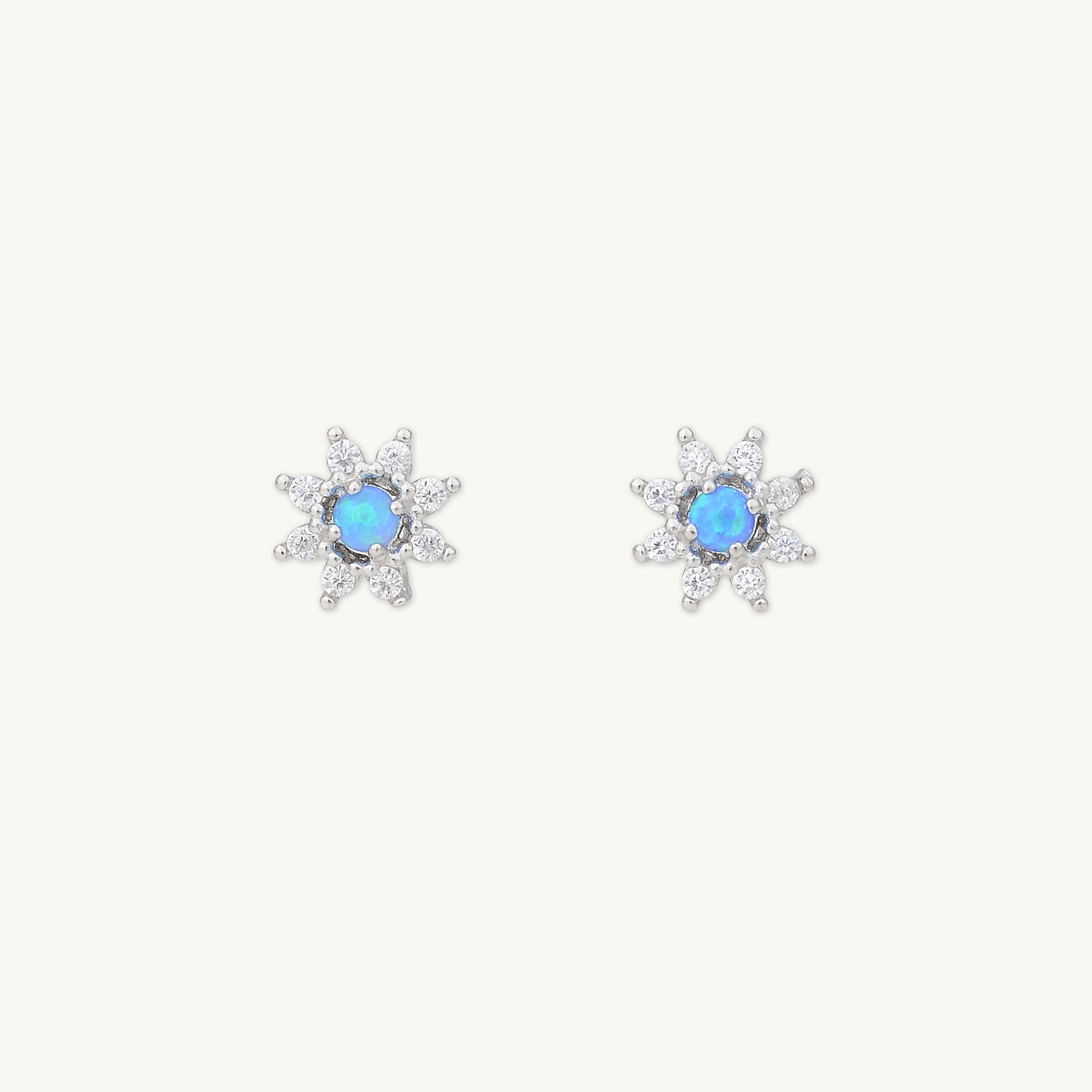 Blue Opal Starburst Sapphire Earrings