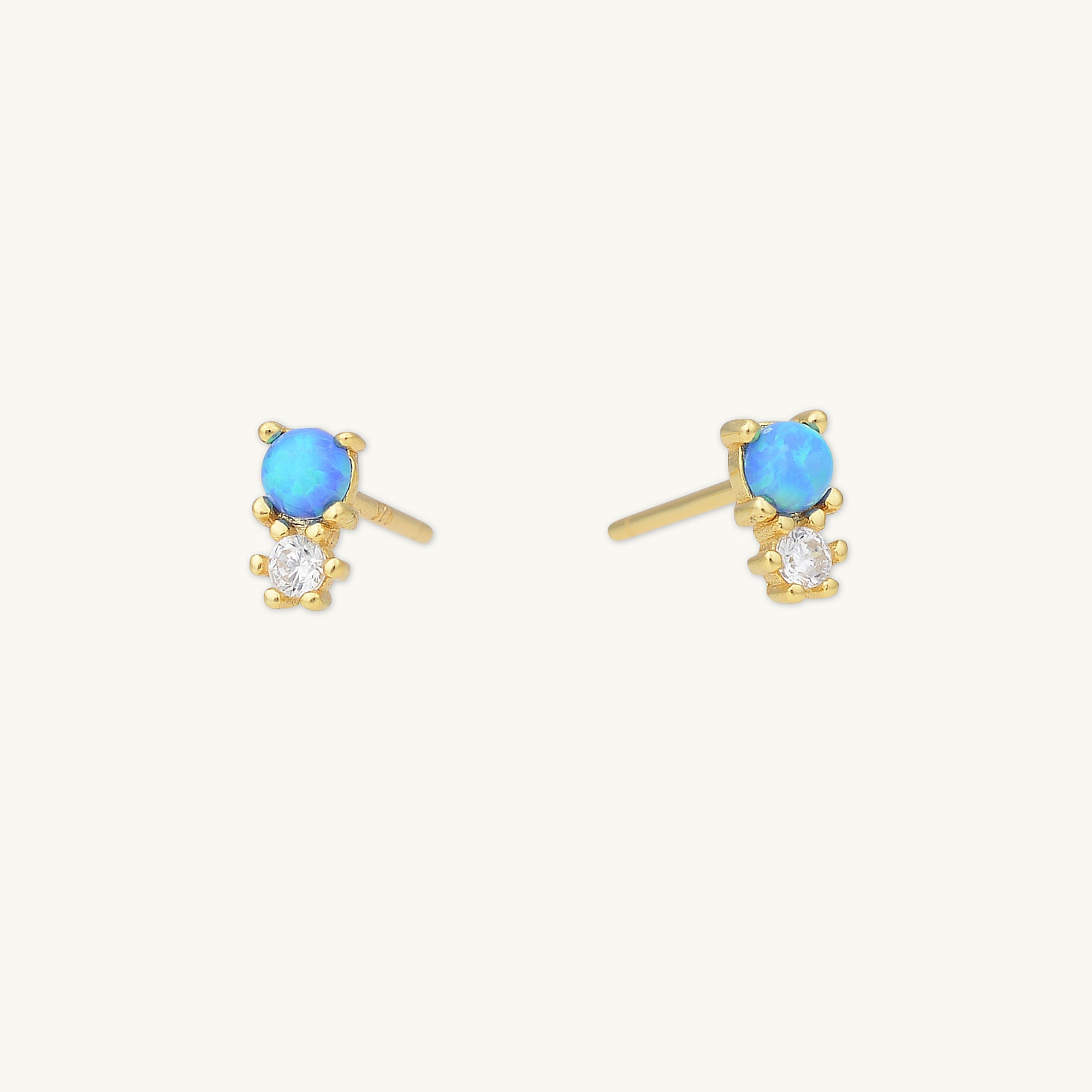 Blue Opal Sapphire Stud Earrings