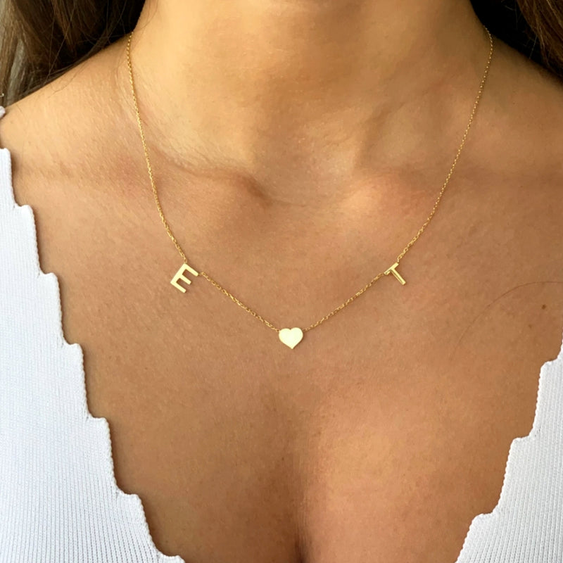 The Original Initial Letter Solid Heart Necklace
