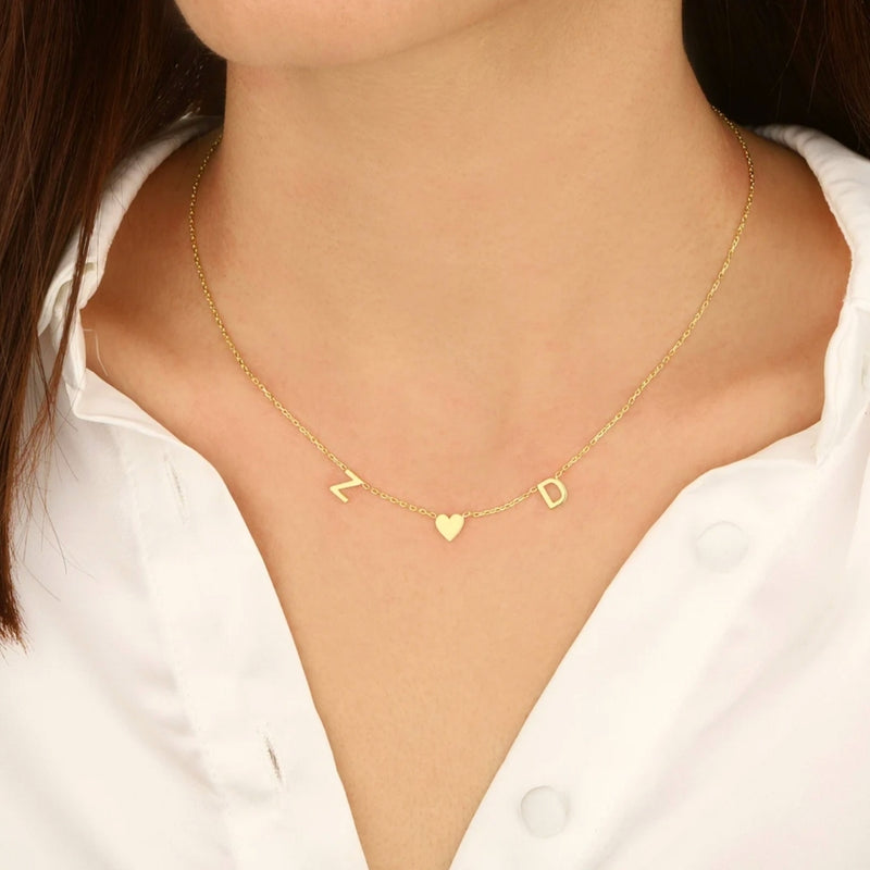The Original Initial Letter Solid Heart Necklace